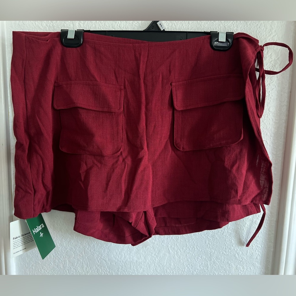Halara Deep Crimson Side Tie Skort